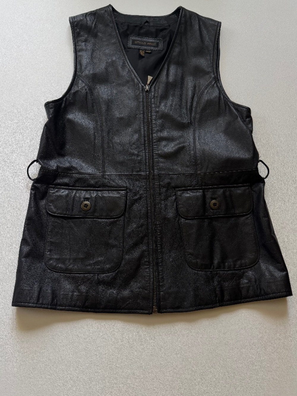 NWOT - VINTAGE BLACK QUALITY LEATHER LONG VEST